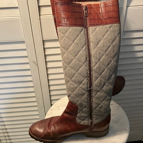 Sperry Brown and Gray Quilted Knee-High Boots - Picture 4 of 12